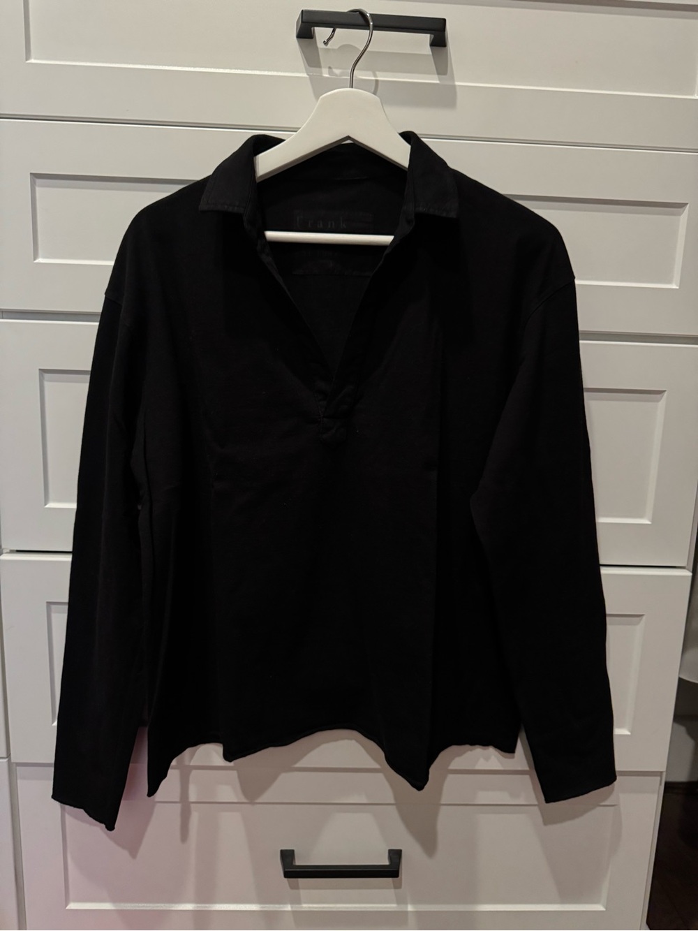 Women’s frank & eileen Black Long-Sleeve Polo Shirt NEW SIZE MEDIUM